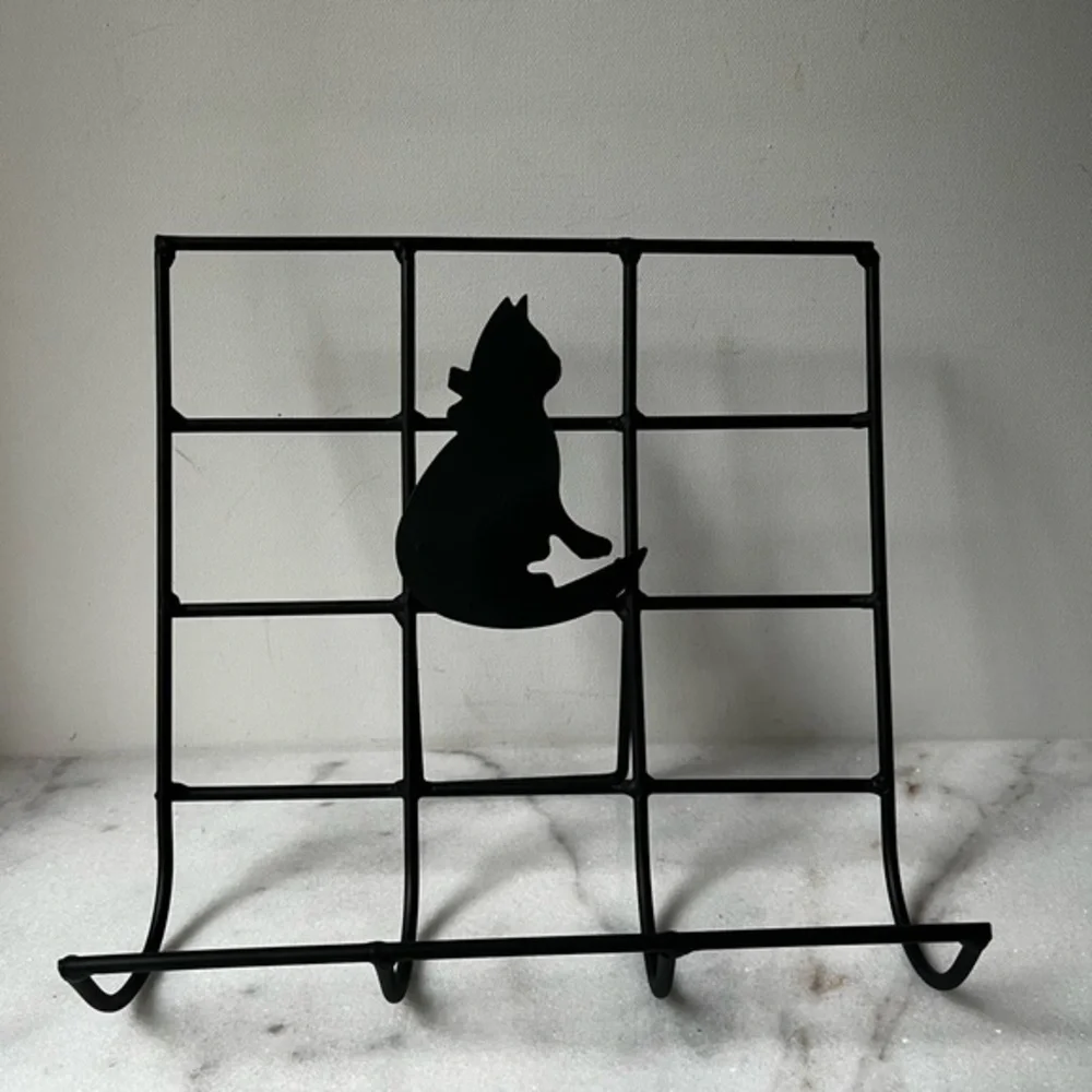 Black metal Cook Book Stand painting holder display with black cat…